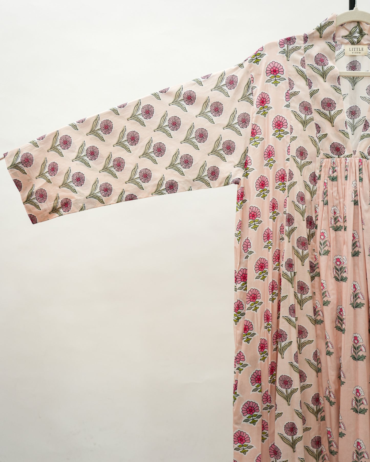 Floral Cotton Kaftan – Soft Blush