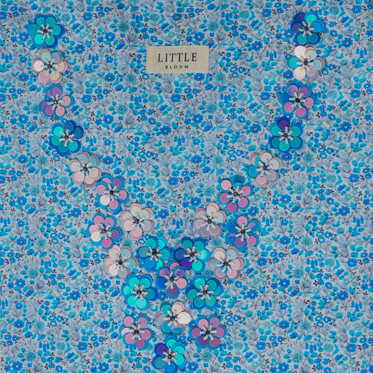 Blue floral Hand-embellished Jalabiya