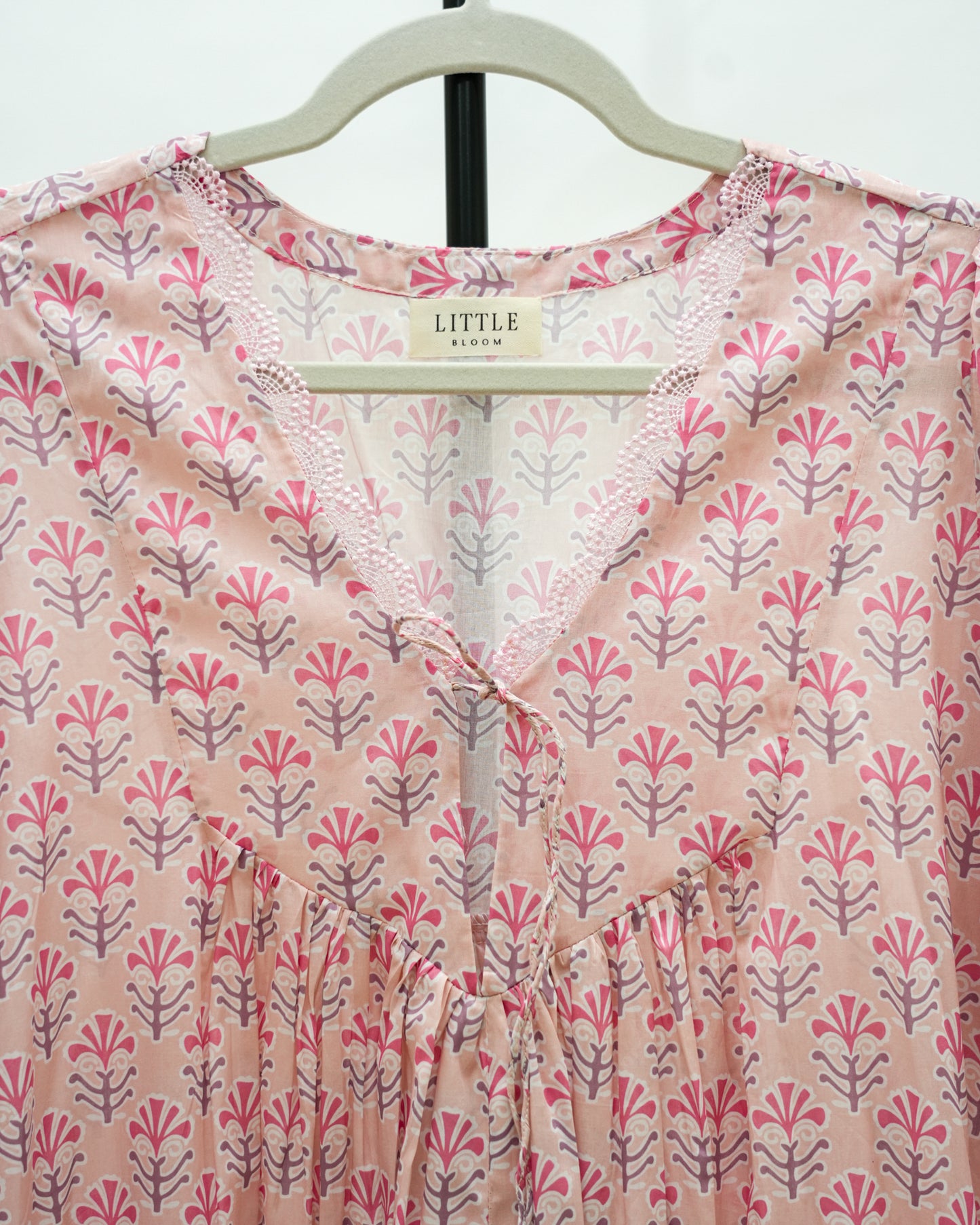 Pink floral lace kaftan