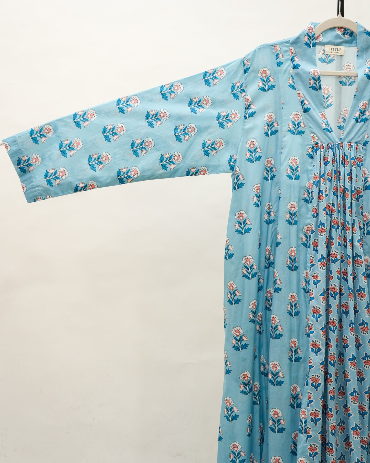Floral cotton Kaftan - Sky blue
