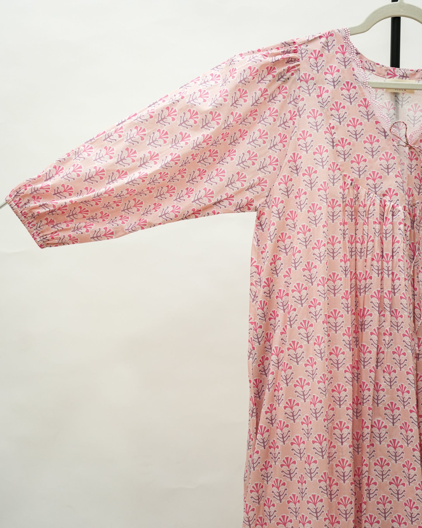 Pink floral lace kaftan